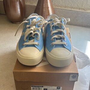Women Blue and Cream Sneakers